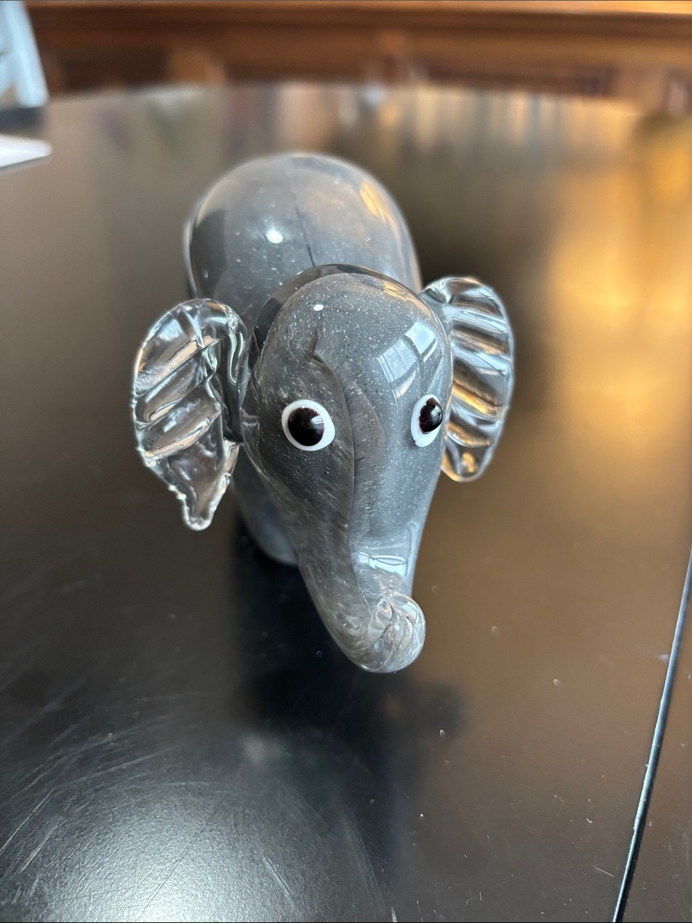 Glass Elephant Figure Paper Weight